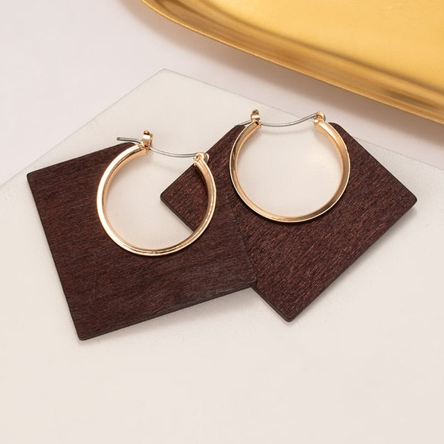 New Korean Earrings for Women Brown Acrylic Geometric Dangle Drop Gold Earing