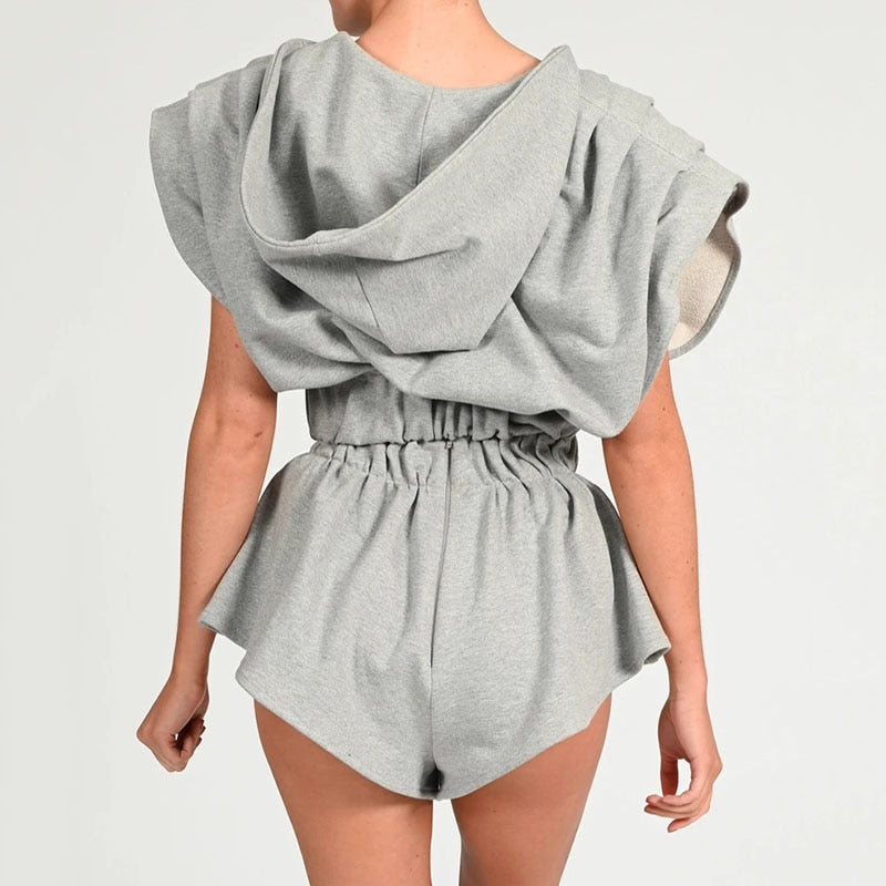 Sport Set For Women Sleeveless Crop Top Shorts Vintage Elegant Sport Sets Fashion