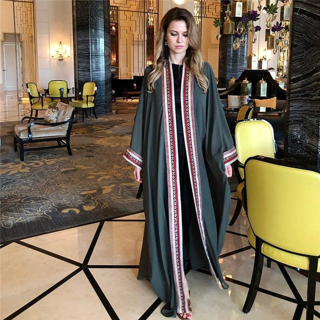 Sexy Through Embroidered Long Kimono Cardigan Plus Size Tunic