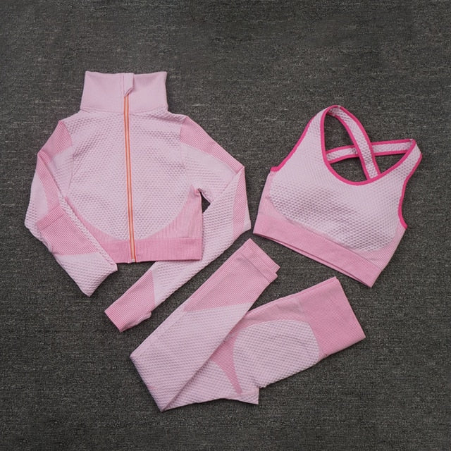 Seamless Yoga Sets Female Sport Gym suits Wear Running Clothes Fitness Sport