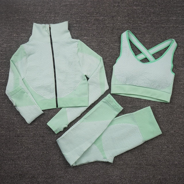 Seamless Yoga Sets Female Sport Gym suits Wear Running Clothes Fitness Sport