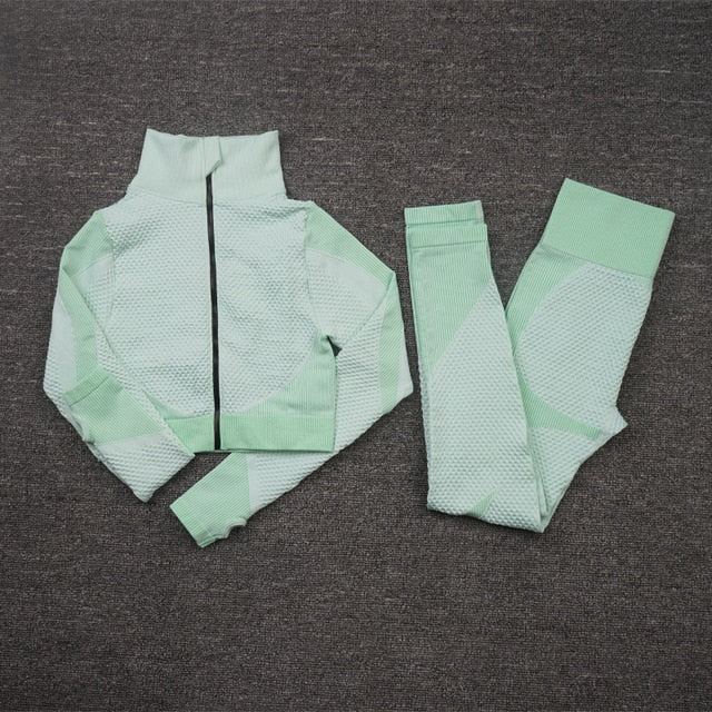Seamless Yoga Sets Female Sport Gym suits Wear Running Clothes Fitness Sport