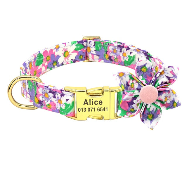 Pet Puppy Cat Collar Custom Nylon Printed Dog Nameplate Personalized Tag Collars