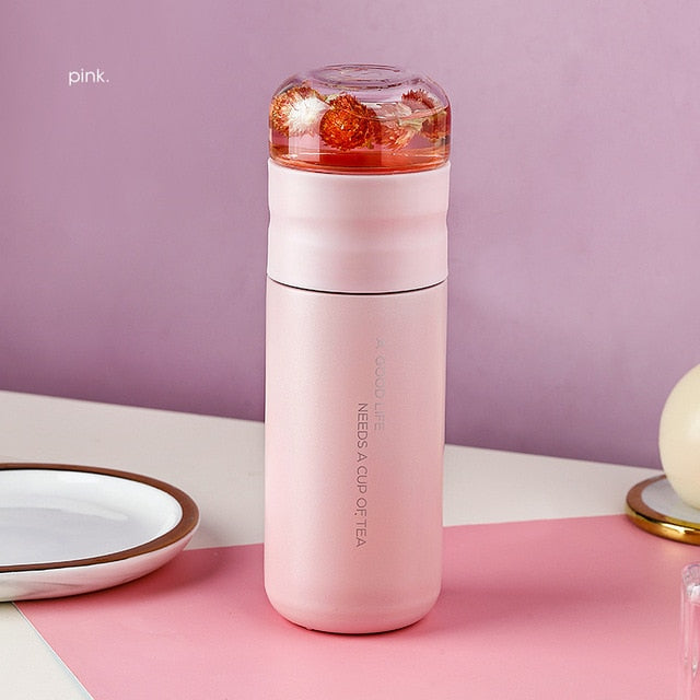 Tea Infuser Vacuum Flask 300ml Insulated Thermos Bottle Travel Coffee Mug