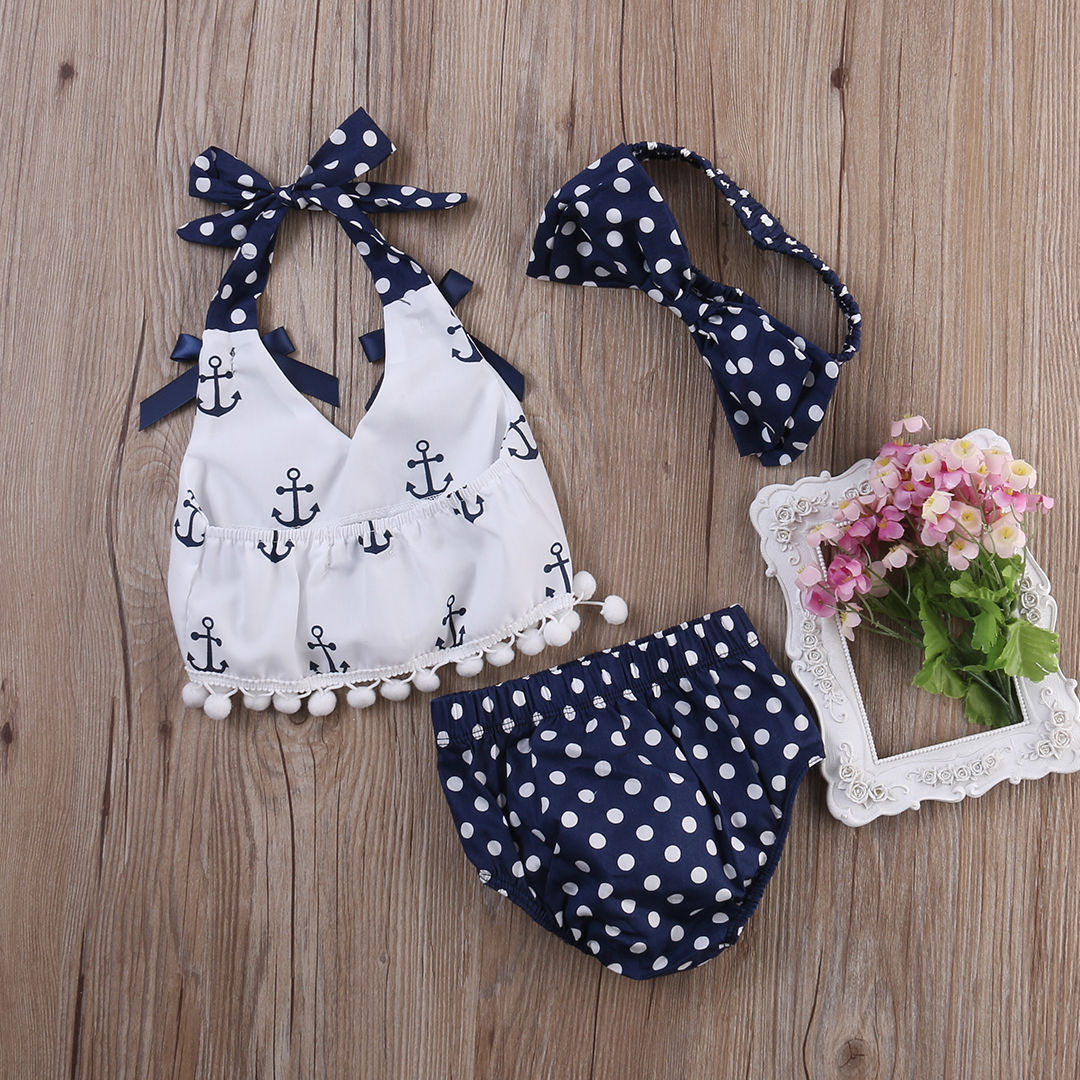 3PCS Cute Newborn Baby Girl Outfits Clothes Tops Bodysuit Shorts Pants Set