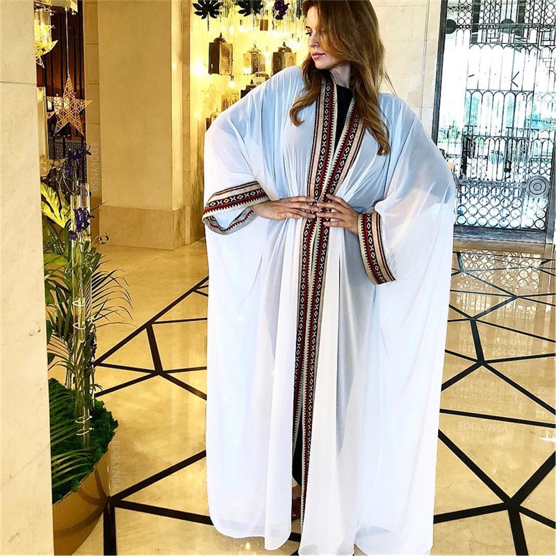 Sexy Through Embroidered Long Kimono Cardigan Plus Size Tunic