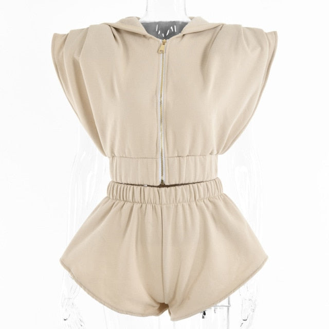 Sport Set For Women Sleeveless Crop Top Shorts Vintage Elegant Sport Sets Fashion