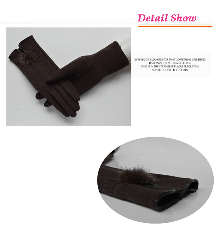Women Mink ball Wool Gloves Fashion Design Winter Gloves Trendy Elegant Soft Mittens Gloves