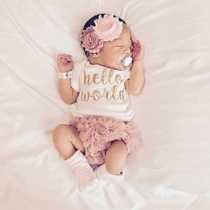 Newborn Infant Baby Girl Romper Jumpsuit With Underwear Short Sleeve suit