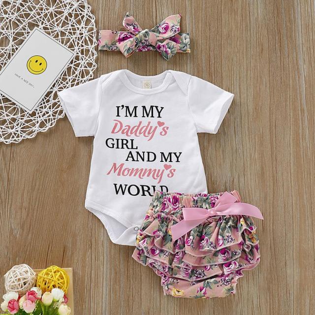 Newborn Infant Baby Girl Romper Jumpsuit With Underwear Short Sleeve suit