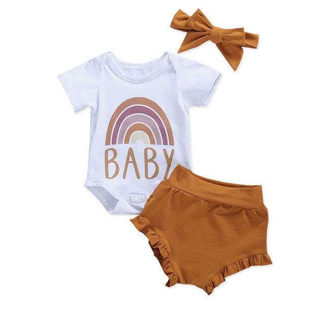 Newborn Infant Baby Girl Romper Jumpsuit With Underwear Short Sleeve suit