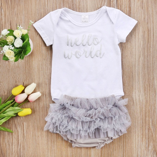 Newborn Infant Baby Girl Romper Jumpsuit With Underwear Short Sleeve suit