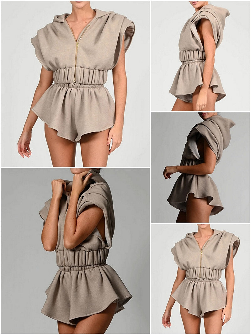 Sport Set For Women Sleeveless Crop Top Shorts Vintage Elegant Sport Sets Fashion