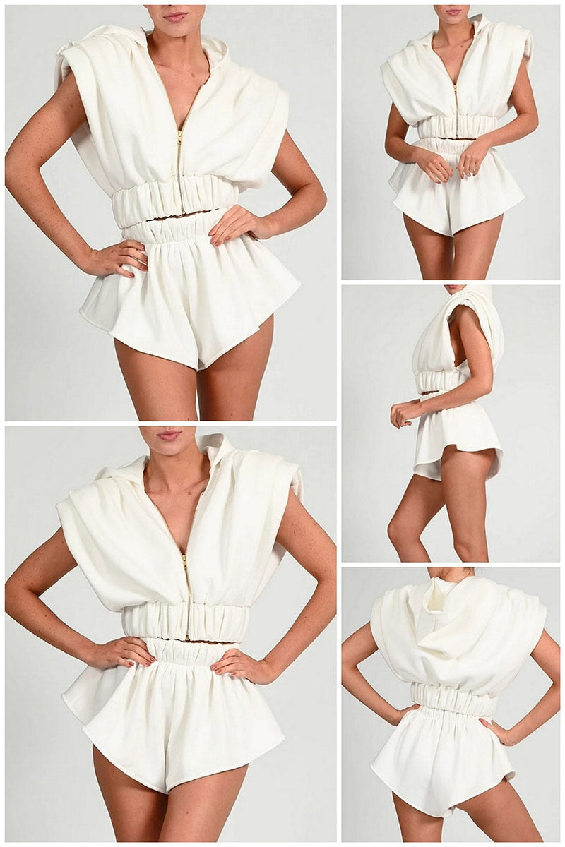 Sport Set For Women Sleeveless Crop Top Shorts Vintage Elegant Sport Sets Fashion