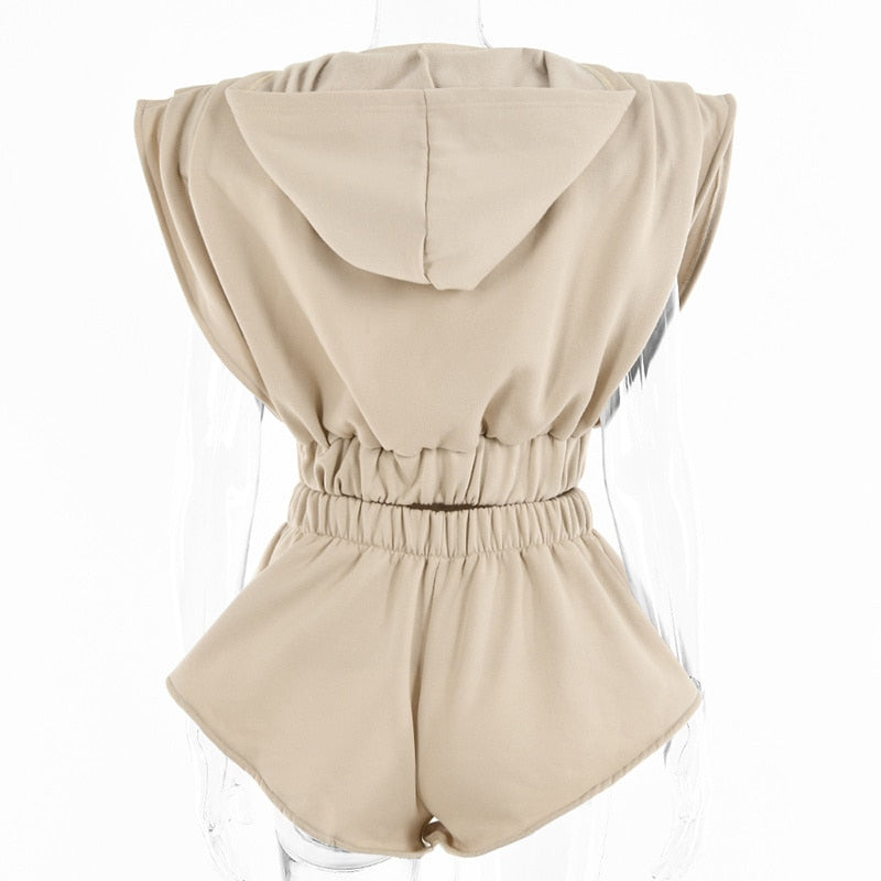 Sport Set For Women Sleeveless Crop Top Shorts Vintage Elegant Sport Sets Fashion