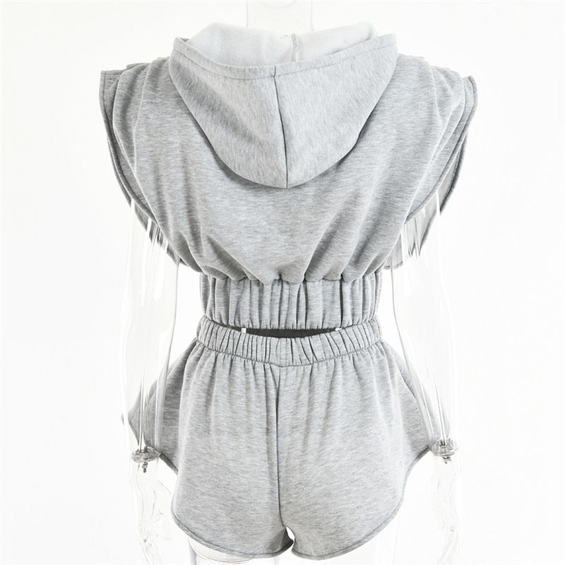 Sport Set For Women Sleeveless Crop Top Shorts Vintage Elegant Sport Sets Fashion