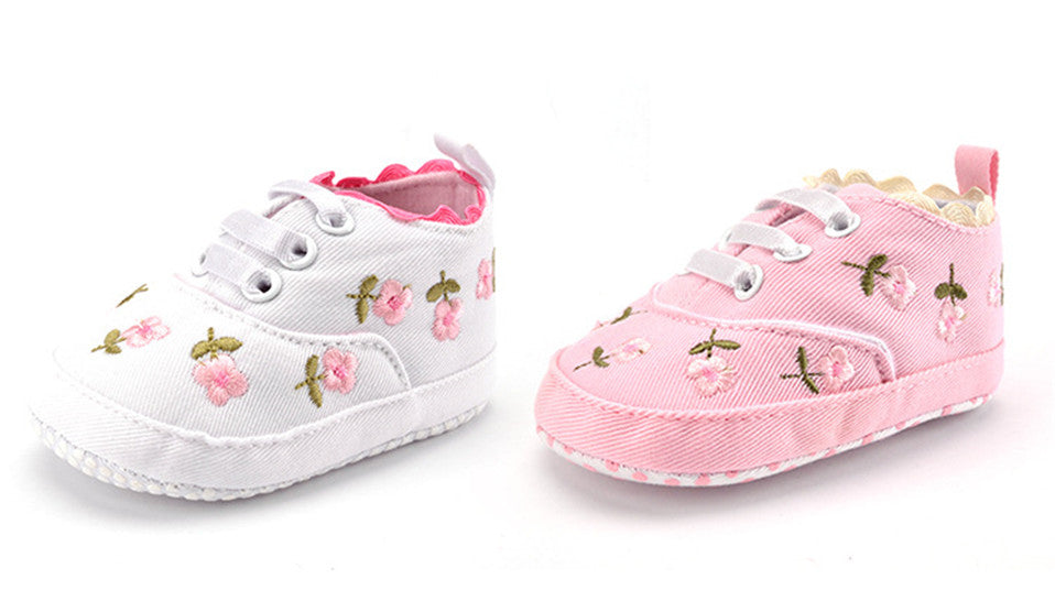 Baby Girl Shoes White Lace Floral Embroidered Soft Shoes Prewalker Walking Toddler Kids Shoes First Walker