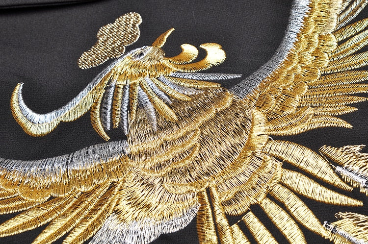 Fashion Designer dress Fall Winter Stand collar Embroidery Elegant Asymmetrical Coat