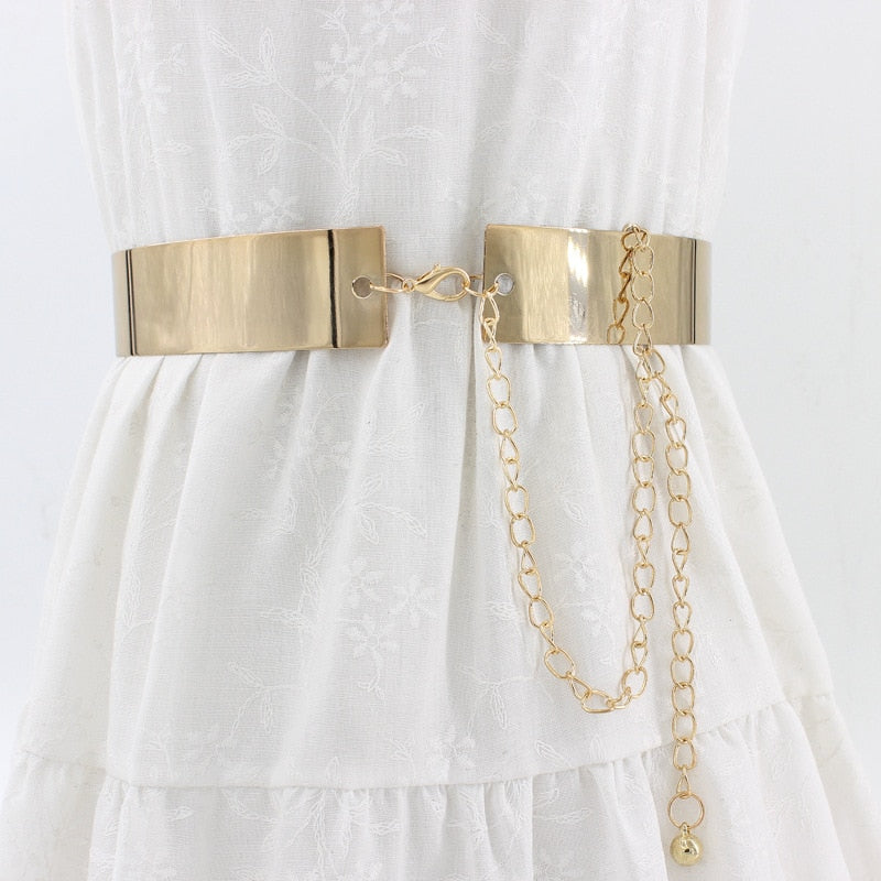 Vintage Belt Sequined Metal Belt For Women Dress Belt Wild Gold Dress Chain Belts