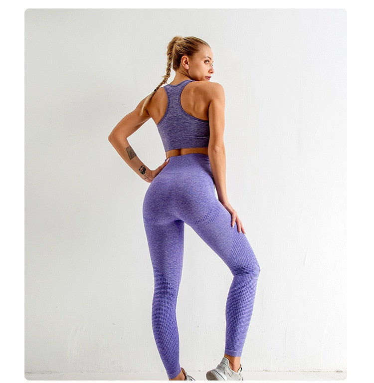 Sportswear Yoga Set Gym Clothing Tracksuit Crop Top High Waist Seamless Leggings