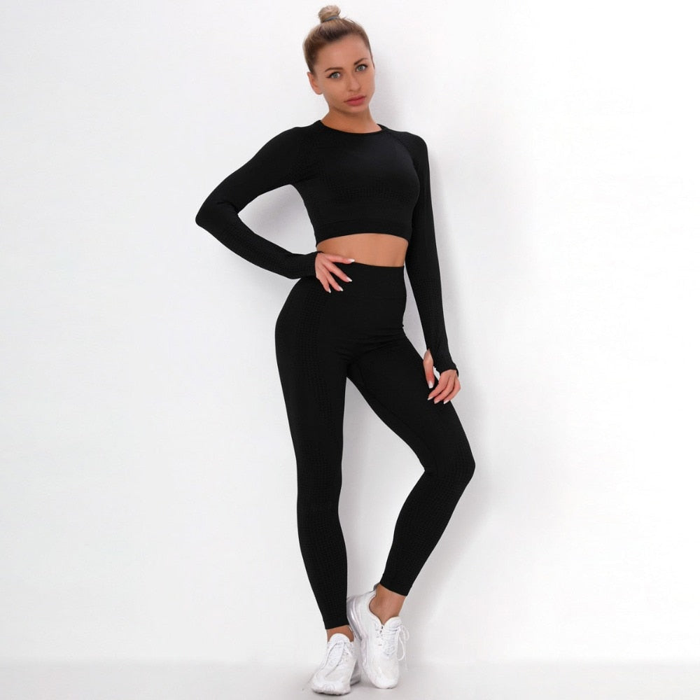 Sportswear Yoga Set Gym Clothing Tracksuit Crop Top High Waist Seamless Leggings