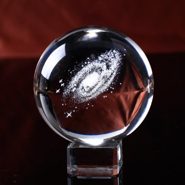 Esfera de cristal con grabado láser 3D para decoración del hogar, esferas de cristal de de galaxia