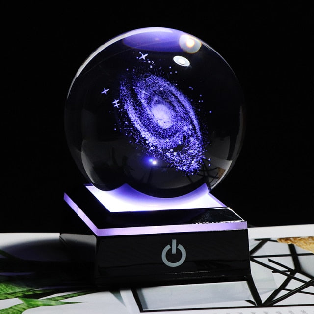 Globe Galaxy Miniatures Crystal Ball 3D Laser Engraved Quartz