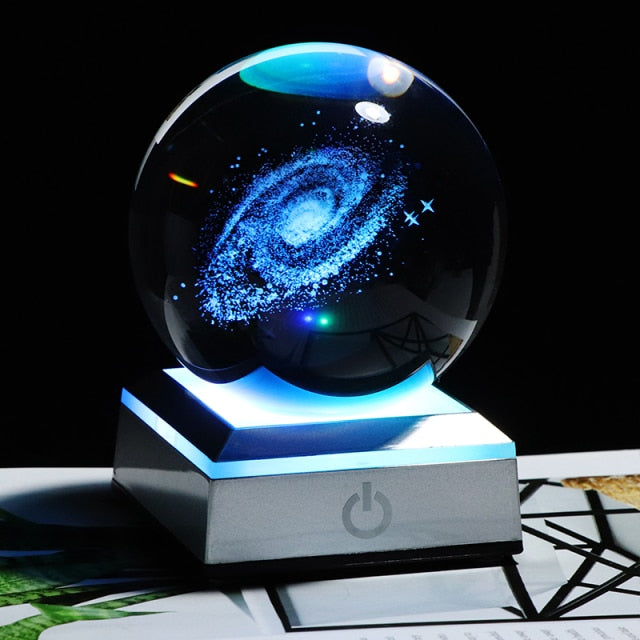 Globe Galaxy Miniatures Crystal Ball 3D Laser Engraved Quartz