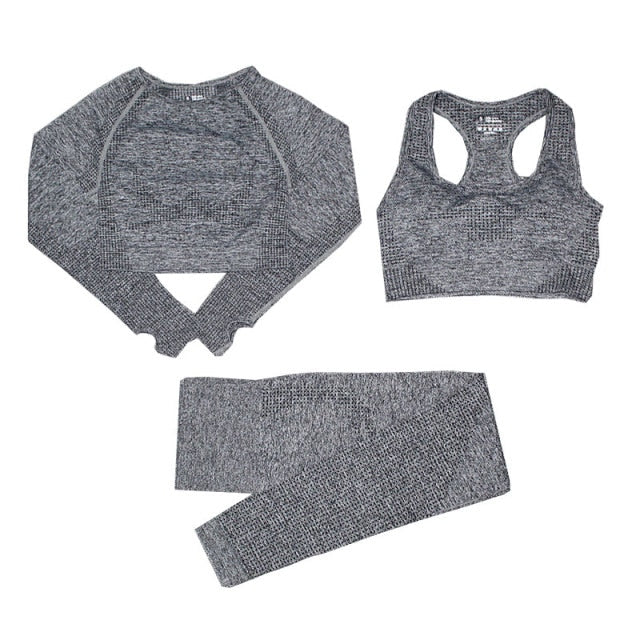 Sportswear Yoga Set Gym Clothing Tracksuit Crop Top High Waist Seamless Leggings