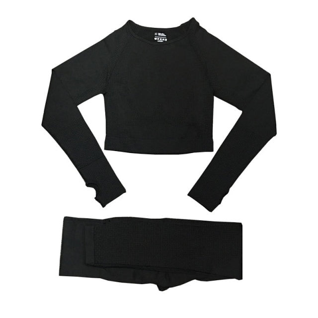 Sportswear Yoga Set Gym Clothing Tracksuit Crop Top High Waist Seamless Leggings