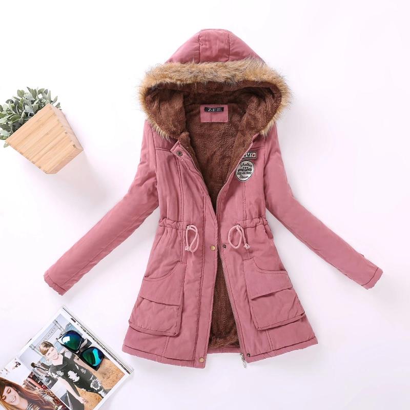 Winter Padded Coats Women Cotton Wadded Jacket Medium Long Parkas Thick Warm Hooded Quilt Snow Outwear