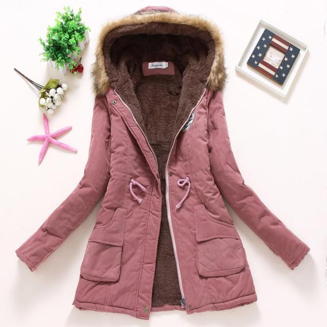 Winter Padded Coats Women Cotton Wadded Jacket Medium Long Parkas Thick Warm Hooded Quilt Snow Outwear