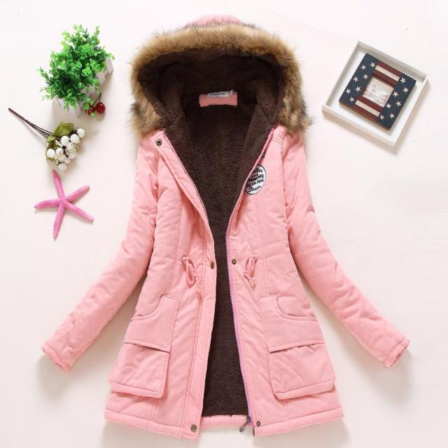 Winter Padded Coats Women Cotton Wadded Jacket Medium Long Parkas Thick Warm Hooded Quilt Snow Outwear