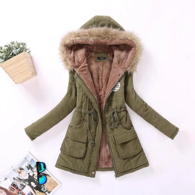 Winter Padded Coats Women Cotton Wadded Jacket Medium Long Parkas Thick Warm Hooded Quilt Snow Outwear