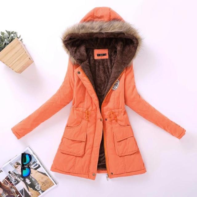 Winter Padded Coats Women Cotton Wadded Jacket Medium Long Parkas Thick Warm Hooded Quilt Snow Outwear