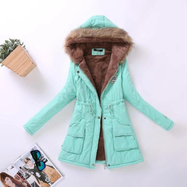 Winter Padded Coats Women Cotton Wadded Jacket Medium Long Parkas Thick Warm Hooded Quilt Snow Outwear