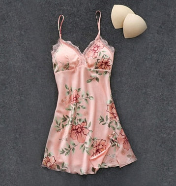 Women's Pajamas Silk Floral Set Satin Pijamas Sleepwear Home Clothes
