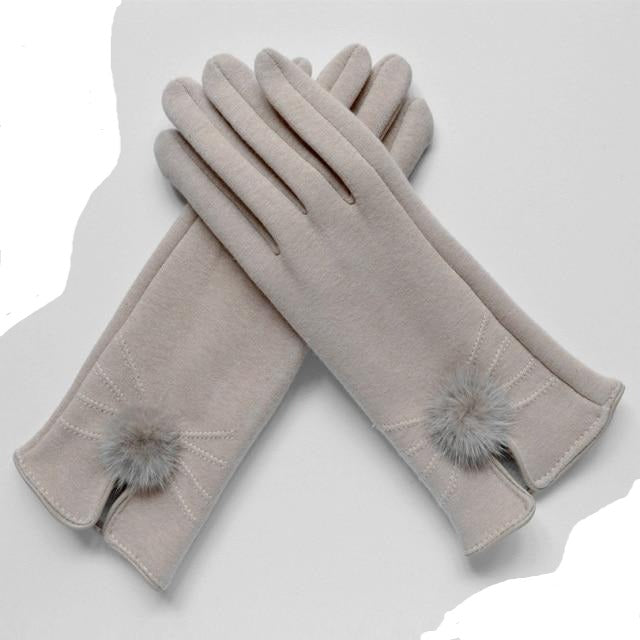 Women Mink ball Wool Gloves Fashion Design Winter Gloves Trendy Elegant Soft Mittens Gloves