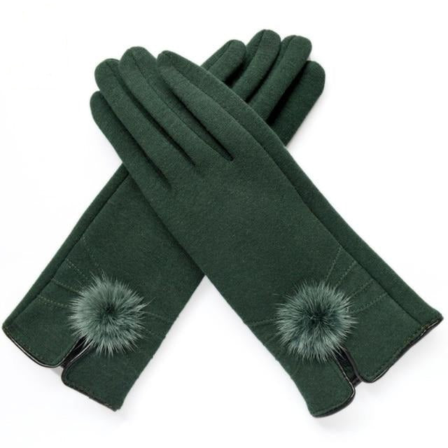 Women Mink ball Wool Gloves Fashion Design Winter Gloves Trendy Elegant Soft Mittens Gloves