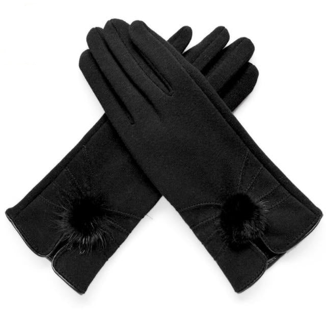 Women Mink ball Wool Gloves Fashion Design Winter Gloves Trendy Elegant Soft Mittens Gloves