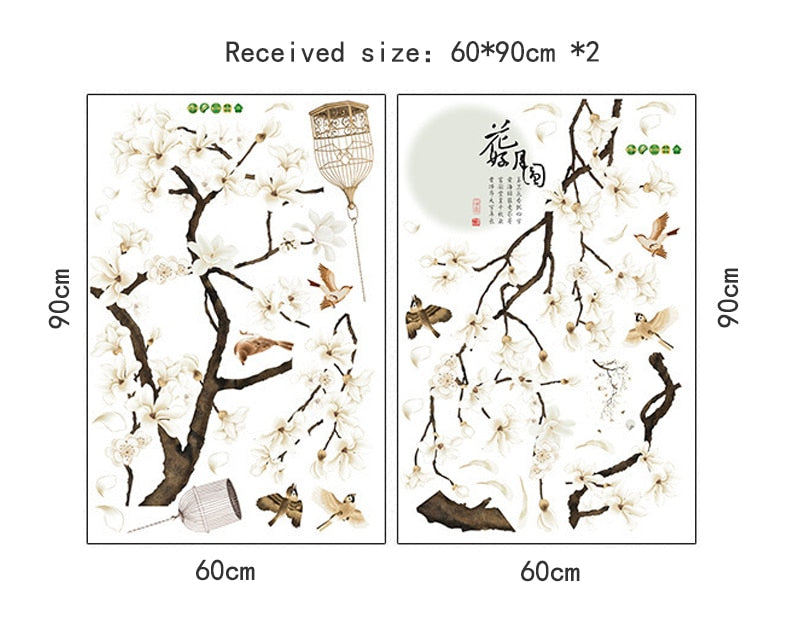 Tree Wall Stickers Birds Flower -Home Decor Wallpapers - GigaWorldStore