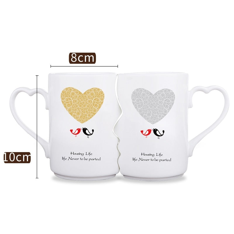 2Pcs/Set Couple Cup Ceramic Kiss Mug Valentine's Day Wedding Birthday Gift - GigaWorldStore