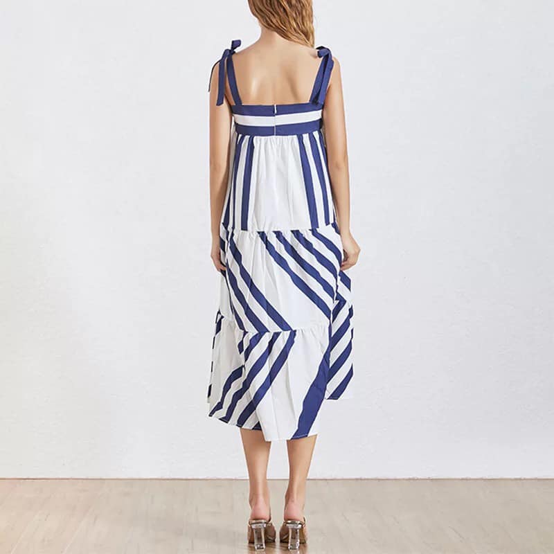 Striped Long Dresses Casual Off Shoulder  - Female Summer Clothes Fashion