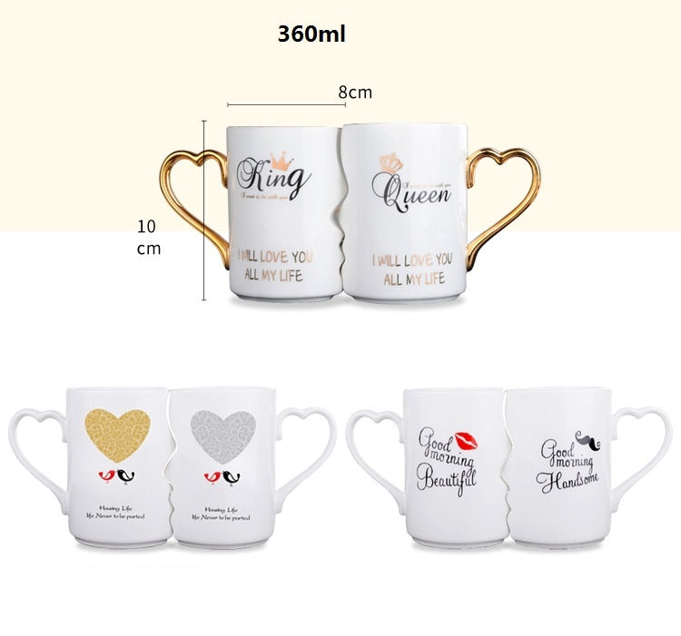2Pcs/Set Couple Cup Ceramic Kiss Mug Valentine's Day Wedding Birthday Gift - GigaWorldStore