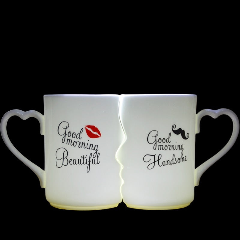 2Pcs/Set Couple Cup Ceramic Kiss Mug Valentine's Day Wedding Birthday Gift - GigaWorldStore