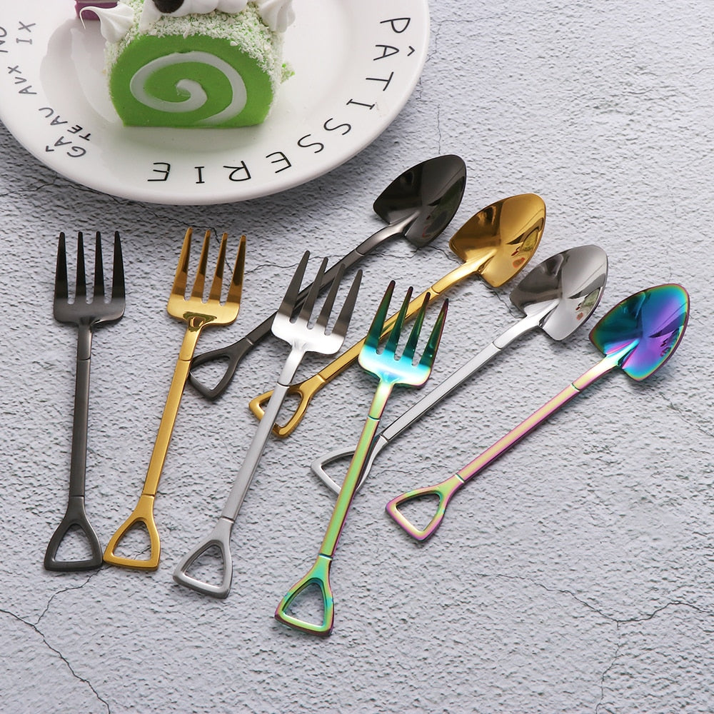 Hot Shovel Shape Ice Cream Spoon&Fork Tool Kitchen Accessories
