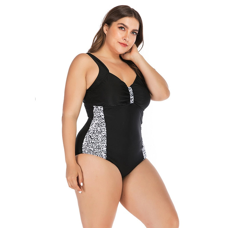 Leopard/Zebra One Piece Swimsuit Push Up Big Breast Women Swimwear Plus Size