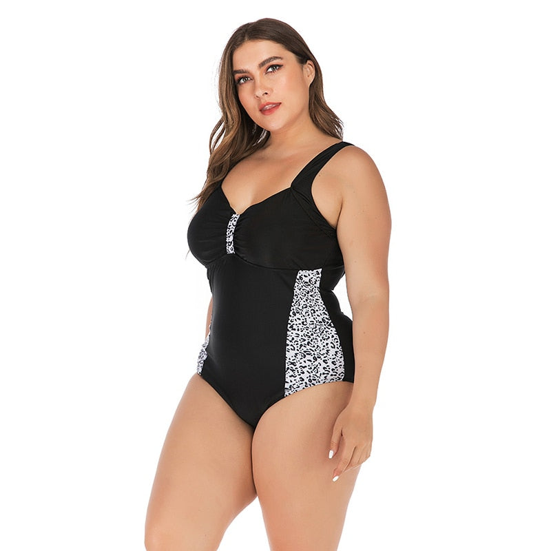 Leopard/Zebra One Piece Swimsuit Push Up Big Breast Women Swimwear Plus Size