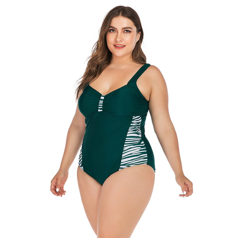 Leopard/Zebra One Piece Swimsuit Push Up Big Breast Women Swimwear Plus Size