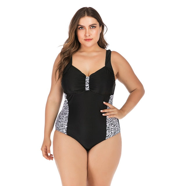 Leopard/Zebra One Piece Swimsuit Push Up Big Breast Women Swimwear Plus Size